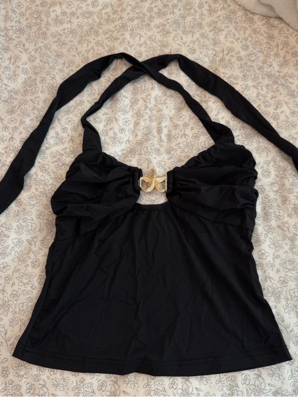 Hello Molly Black Halter with Gold Starfish